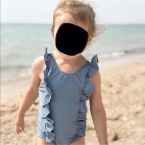 Minnow Designer Blue Marine Ruffle Swimsuit